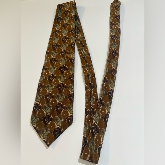 Christian DIOR Designer Silk Neck TieAbstract Geometric Brown & Plum WPL 125